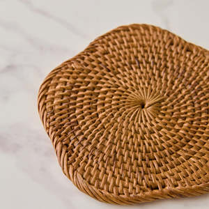 Handmade Wood Classic Eco-Friendly <b>Coaster</b> Set Scalloped Border Design <b>Drink</b> <b>Coasters</b> Decorative Table Accessories - Product Image 3