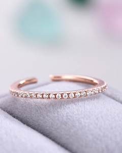 กุหลาบแหวนทองเพชรหรูหราการออกแบบใหม่แข็งทองเครื่องประดับปรับแหวนเพชรจริงแหวน - Product Image 3