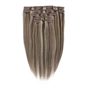 Extensions de cheveux à clipser 8A/60 Brun Cendré & Blond Platine 13 Pouces Cheveux Humains Indiens Remy - Product Image 3