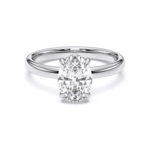 1.66 Carat F-G/VS Lab Grown Ovale Forme Ronde Diamant Prong Set Solitaire Bague de Fiançailles en Argent Pour Femmes - Product Image 5