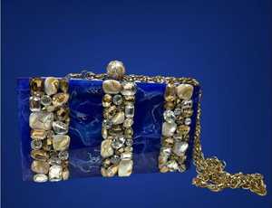Bolso de Mano Tipo Clutch de Resina para Mujer, Diseño Moderno, Impermeable, con Diamantes y Forro de Seda, Ideal para Fiestas y Bodas - Product Image 4