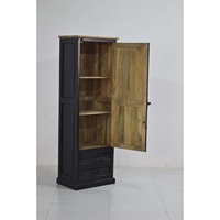 Meubles modernes hauts et minces à source unique en bois de manguier à portes coulissantes Armoire à double tiroirs pour chambre à coucher Villas Rangement des vêtements