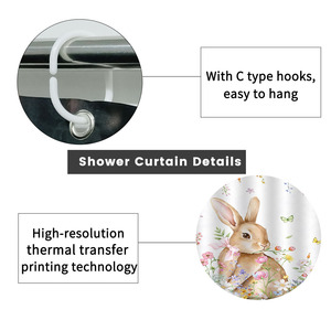 Custom Printed Waterproof Shower Shower <b>Curtain</b> for Bathroom Waterproof Polyester <b>with</b> <b>Hooks</b> - Product Image 2