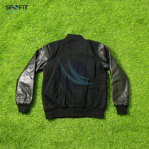 Chaquetas Varsity Personalizadas al por Mayor para Hombre, Chaqueta Deportiva Informal Lisa con Mangas de Cuero, Chaqueta Universitaria de Color Sólido para Hombre - Product Image 3