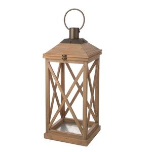 Unique Decorative Natural Wooden Christmas Candle Lantern with Iron Handle Modern Art Design for Home Balcony <b>Garden</b> <b>Hanging</b> - Product Image 1