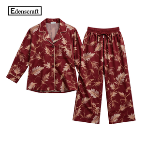 Ensemble de vêtements de nuit en polyester grande taille Edenscraft, pyjama à manches courtes à fleurs, coupe décontractée, léger, respirant, thermique, chic - Product Image 6
