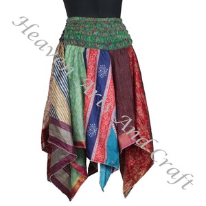 Falda de estilo corte diamante elegante al por mayor, pañuelo de chatarra de seda bohemio, sobrefalda de baile, falda tribal sostenible Hippie DS014 - Product Image 1