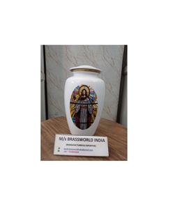 Urna de cremación de Metal blanco Ángel hecha a mano de la mejor calidad, precio al por mayor para cenizas humanas, suministros funerarios - Product Image 1