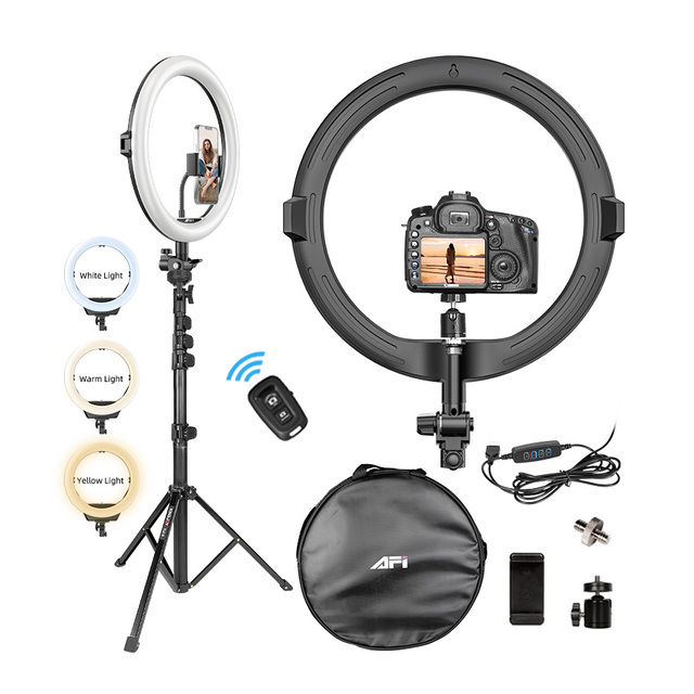 18inch Ring Light with Floor Tripod and Desk Stand LED Circle Light with Phone Holder