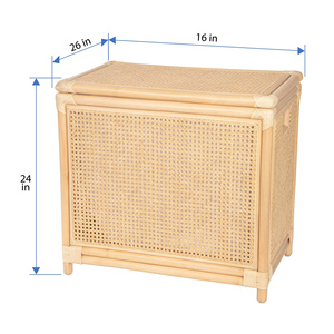 ตะกร้าใส่เสื้อผ้าหวายทรงสี่เหลี่ยมผืนผ้าตะกร้าผ้าและฝาปิดถอดออกได้รับน้ำหนักได้2ชิ้น - Product Image 5