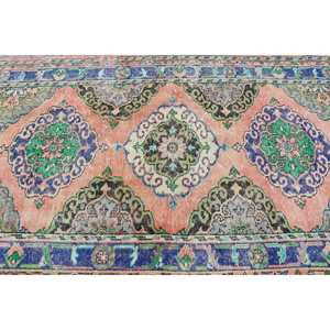 Tapis vintage, grand tapis de 4,7 x 11,7 pieds, tapis turc en laine bleu à pois - Product Image 5