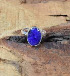 Blue Sapphire Sterling <b>Silver</b> Ring Oval Gemstone Handmade Jewelry September Birthstone Gift For Women - Product Image 2