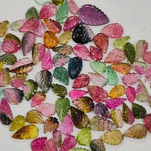 หินแกะสลักด้วยมือ ขนาด 10-15 มม. รูปทรงใบไม้ หินออนิกซ์สีดำหลากหลาย ได้รับการรับรองจาก IGI หินธรรมชาติแบบหลวม ใช้สำหรับทำเครื่องประดับ - Product Image 2