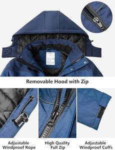 Veste de ski d'hiver imperméable pour homme, parka de snowboard coupe-vent à capuche avec doublure en polaire et plusieurs poches - Product Image 4
