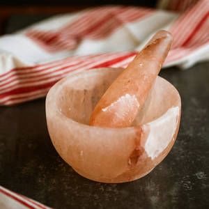 Mortier pilon sel rose de l'Himalaya de qualité supérieure style fleur d'ivoire sel gemme sain fabriqué au Pakistan - Product Image 1
