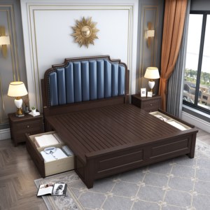 Traditional Sleigh <b>Bed</b> King Size Solid <b>Frame</b> Soft Upholstered Headboard <b>Platform</b> Design - Product Image 5