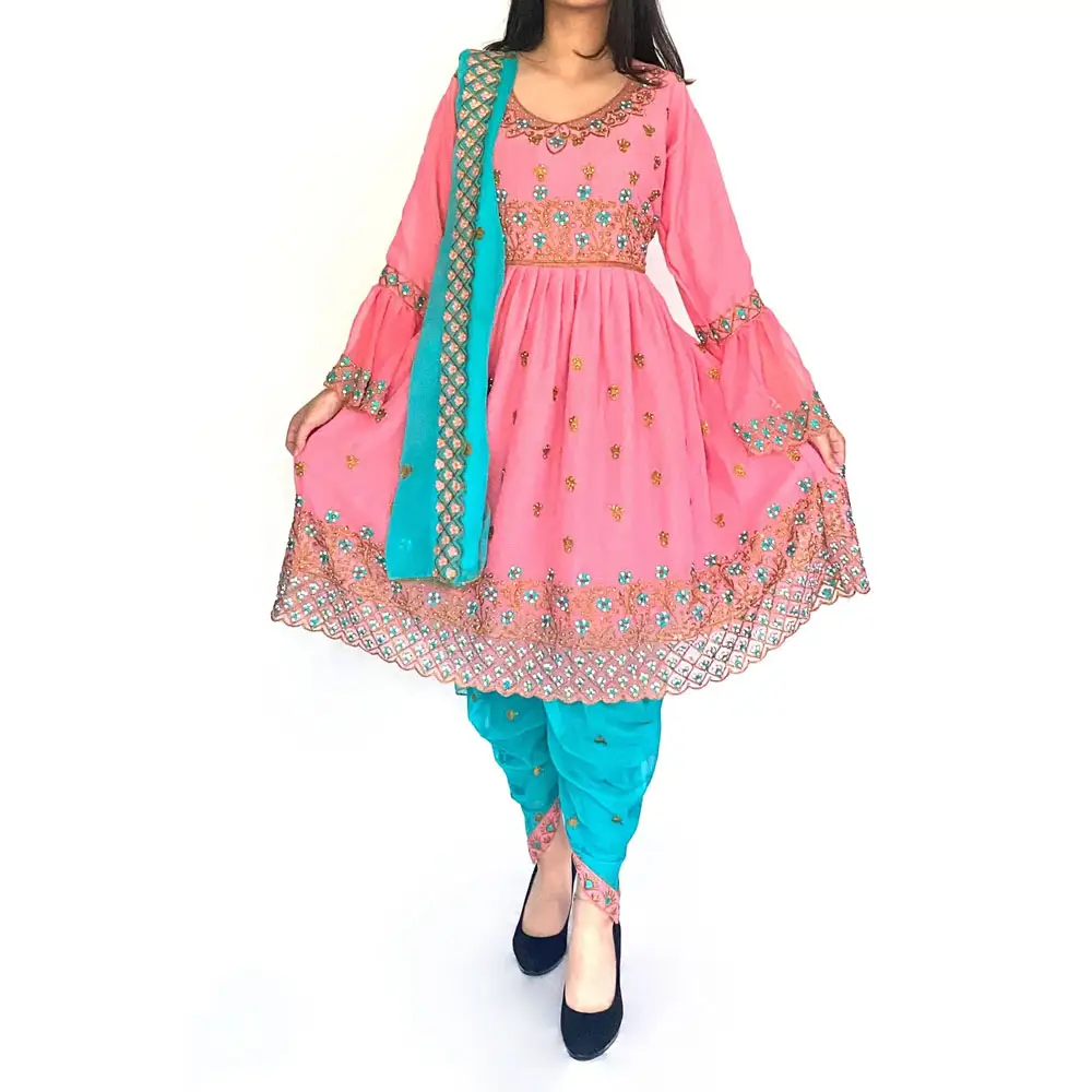 Vestido de banjara tribais estilo vintage afgano, cor rosa