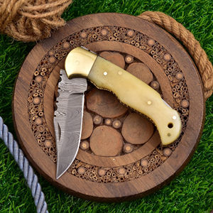 Cuchillo de hoja fija de acero de Damasco hecho a mano mango de madera OEM 3 años de garantía fabricante de fundas de cuero Pakistán Premium - Product Image 2