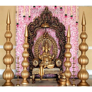 Décoration de porte d'entrée royale Ganesha sculptée en bois personnalisé extérieur grande Statue dorée événements de mariage hindou du sud de l'Inde Royaume-Uni - Product Image 3