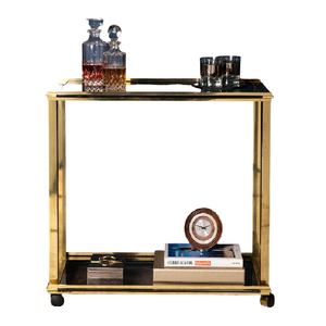 Fabrication en métal, meubles pour hôtels et maisons, chariots de bar à cadre en métal plaqué or en acier inoxydable de luxe, chariot à boissons - Product Image 1