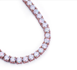 Collier en argent sterling 925 avec moissanite VVS1, style hip-hop, passe le testeur de diamants, chaîne tennis en or rose, diamant rond - Product Image 1