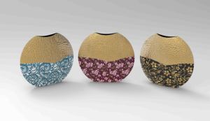 Vantage Modern Luxury Set of 3 Metal with Antique Finished Flower <b>Vase</b> Unique Style Fancy for Home Decoration and Weeding Decor - Product Image 2