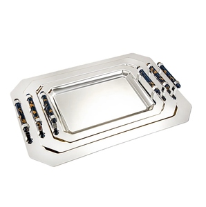 ถาดเสิร์ฟสแตนเลสขัดเงากระจกสำหรับชาและของหวานเหมาะสำหรับเครื่องครัวโรงแรมและร้านอาหาร - Product Image 4