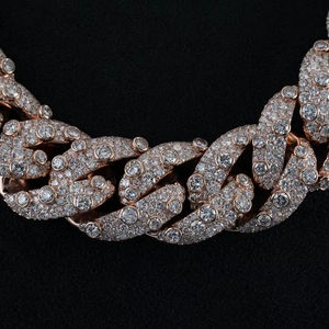 Chaîne à maillons cubains en moissanite à coupe ronde, plaqué rhodium, cadeau de mariage pour hommes, bijoux de style hip hop glacé de 15mm en argent sterling 925 - Product Image 2