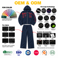 Set Hoodie dan Celana Sweatpants Pria Bahan Katun Tebal Custom, Produsen Tracksuit Streetwear, Tracksuit Bernapas