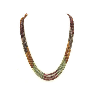 Nouvelle collection de perles à facettes en saphir naturel Chaîne 3 lignes Collier de pierres précieuses au prix de gros - Product Image 1
