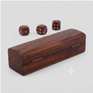 Wooden Dice <b>Box</b> <b>With</b> <b>Lid</b> Rectangular Shape Minimalist Design Polished Finish Storage For <b>Small</b> Items - Product Image 2