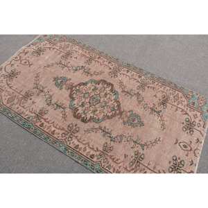 Tapis Vintage Marron Vert 3.6 X 6.5ft Grande Surface Style Turc Motif Abstrait Laine Seagrass Rectangle Couloir Tapis de Chambre en Latex - Product Image 4