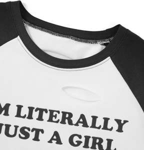 เสื้อยืดลายหัวกะโหลกสำหรับผู้หญิงเสื้อครอปแขนสั้นมีรอยขาดทำจากผ้าฝ้ายและอีลาสเทน - Product Image 2