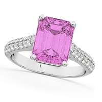Pink Sapphire Natural Fine Diamond Schmuck 14 Karat Weißgold Hochwertiger Diamant Hochzeits schmuck Verlobung sring Drop Shipping OEM