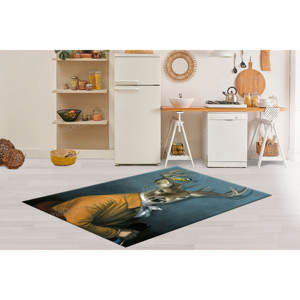 Alfombra Moderna de Lana Estampada con Diseño de Patchwork, Patrón Personalizado de Ciervo con Traje, Respaldo de Látex Antideslizante Ecológico, Alfombra Goblen - Product Image 3