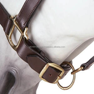 Venta al por mayor de productos de Carreras de Caballos de doble costura de cuero marrón ajustable cabestro de caballo en mazorca completa sobre tamaños - Product Image 6