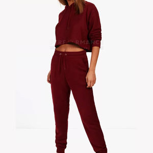 Ensemble de sweatshirts à capuche coupe-vent fabriqués en usine pour femmes, ensemble de sweatshirts à capuche courts en coton de la meilleure qualité - Product Image 2