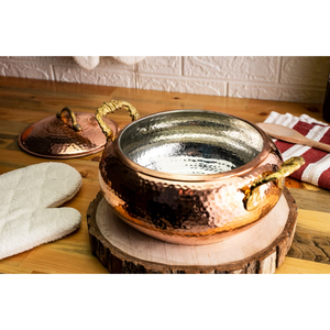 Cazuela de cobre liso con dos asas y tapa para cocinar y servir utensilios de cocina con acero inoxidable de color dorado d - Product Image 2