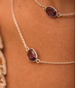 925 Sterling Silver Jewelry Set Round Oval Cut Amethyst Gemstone Trendy Fashionable Jewelry Set For Wedding Gift or Parties. - Product Image 3