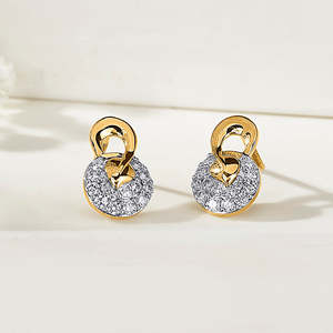 Lustrous <b>Gold</b> & Diamond <b>Stud</b> <b>Earrings</b> for Women-<b>Rose</b> White Yellow <b>Gold</b>-Engagement Wedding Anniversary Party Gift - Product Image 1