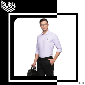 เสื้อยืดทางการสำหรับผู้ชายเสื้อเชิ้ตผ้าฝ้ายแขนยาวลายเรียบ - Product Image 3