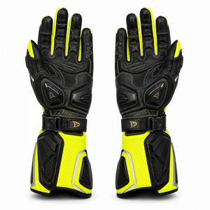 Dravelle Industry Leather Racing Gloves Full Finger Breathable Adjustable Wrist <b>Strap</b> Unisex Riding - Product Image 2