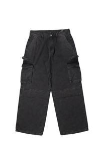 กางเกงยีนส์คาร์โก้ทรงหลวมสไตล์ฮิปฮอป Y2K สำหรับผู้ชาย เอวกลาง ทรงวินเทจ สีดำฟอก ขากว้าง ใส่สบาย เหมาะสำหรับฤดูใบไม้ร่วงและฤดูหนาว มีซิป - Product Image 5