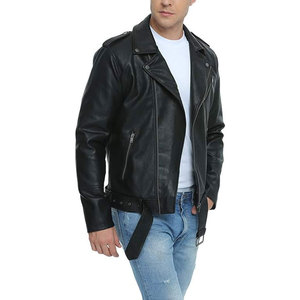 Vente en gros Pakistan de vestes en cuir Fabricant de veste en cuir décontractée sur le côté avec ceinture pour hommes Nouvelle veste de moto design OEM pour homme - Product Image 5