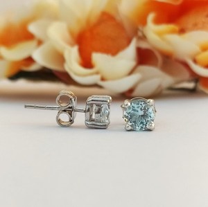 ต่างหูอะความารีน ชุบทอง เงินแท้ สไตล์วินเทจ เครื่องประดับประจำเดือนเกิด ของขวัญสุดหรูสำหรับผู้หญิงและเด็กผู้หญิง แฟชั่น - Product Image 5