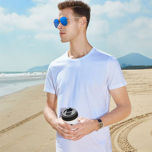 Camiseta con logotipo de serigrafía personalizada de alta calidad Camiseta lisa de algodón 100% mercerizado en blanco para hombres - Product Image 1