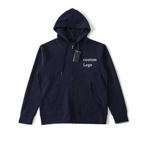 Cremallera Logotipo personalizado Estilo Algodón Diseño Marca Hombres Invierno Sudadera con capucha de gran tamaño Bordado R Hombres Sudadera con capucha sólida - Product Image 3