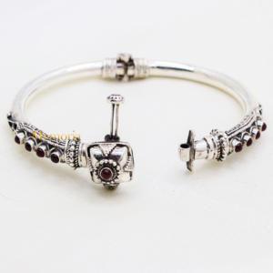 Buy Lab Created Ruby Gemstone 925 <b>Sterling</b> <b>Silver</b> Kada <b>Bracelet</b> for <b>Women</b> Traditional Handmade Jewelry Suppliers Wholesale - Product Image 3