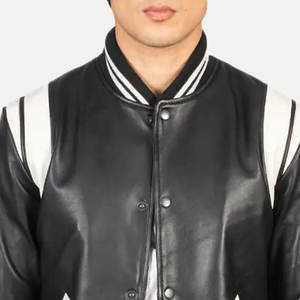 Veste universitaire en cuir col montant toile respirante hommes hiver OEM service personnalisé prix de gros - Product Image 6