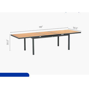 HIGOLD - Juego de Comedor Extensible de Teca Contemporáneo para 10 Personas, Mesa y Sillas Modernas para Exteriores, Poliéster PE Resistente para Jardín - Product Image 3